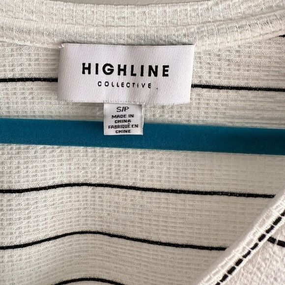 Highline Collective Madewell Bell Sleeve Striped Knit Top Blouse White Black S - Picture 5 of 5